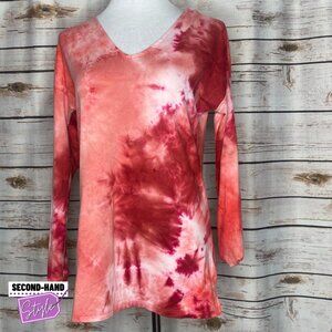 Super Soft Long-Sleeved Tie-Dye Lattice-Back Top